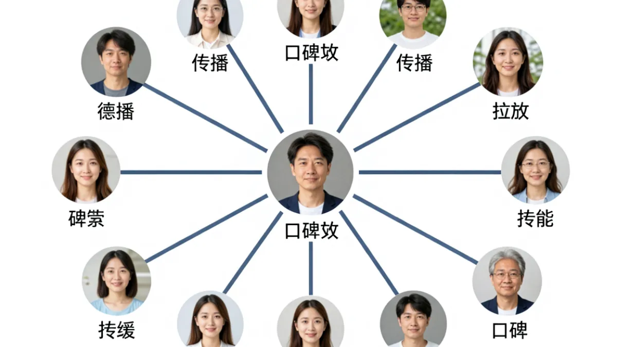草榴社区用户增长与口碑传播示意图，描绘老用户带动新用户注册的网络扩散路径